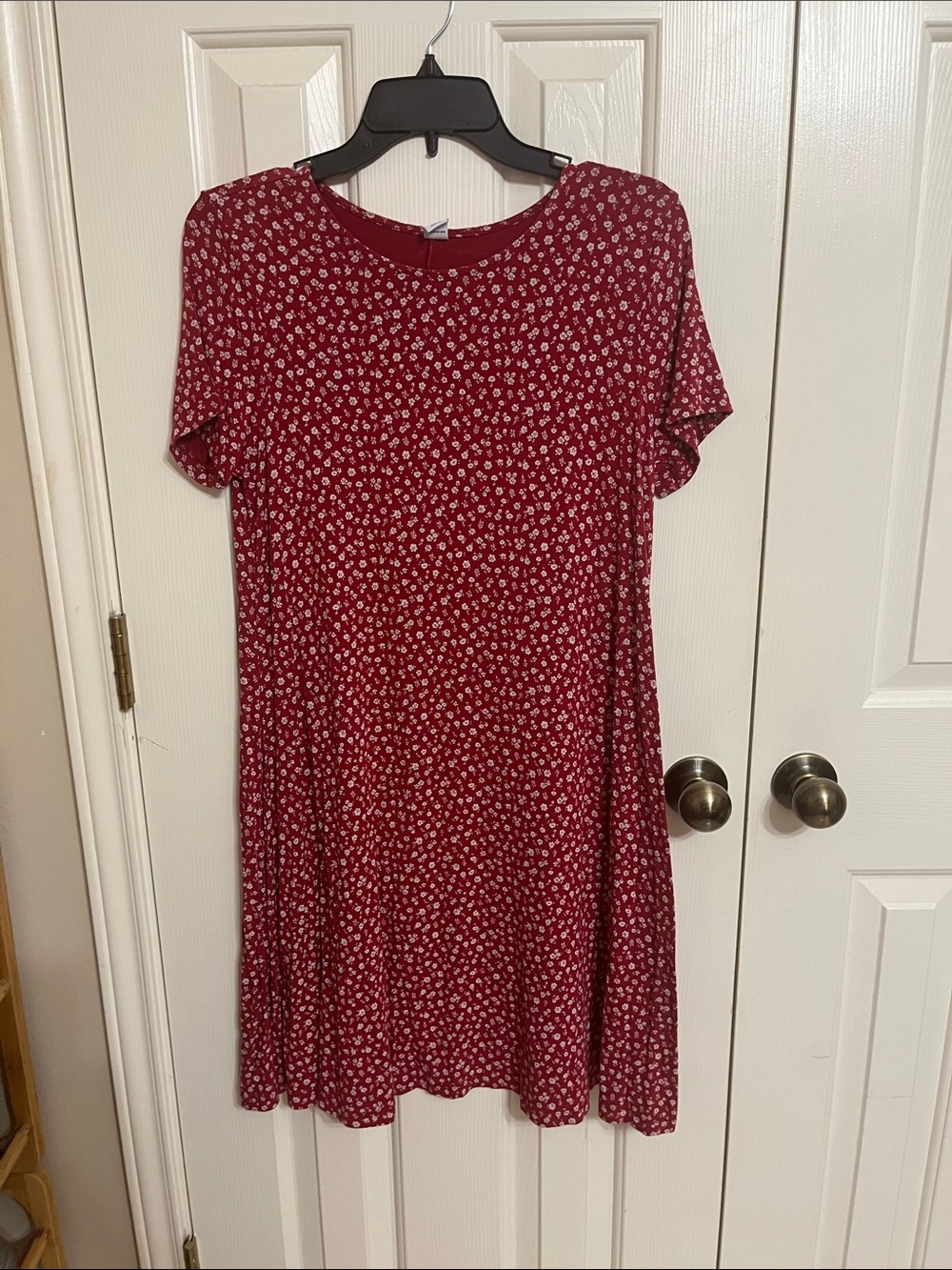 Old Navy Maroon Floral Mini Swing Dress